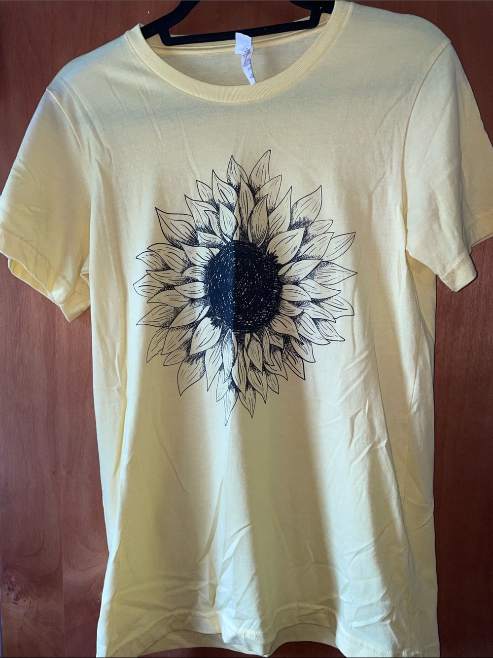Bella Canvas Yellow Short Sleeve Tee with Black Sunflower Print